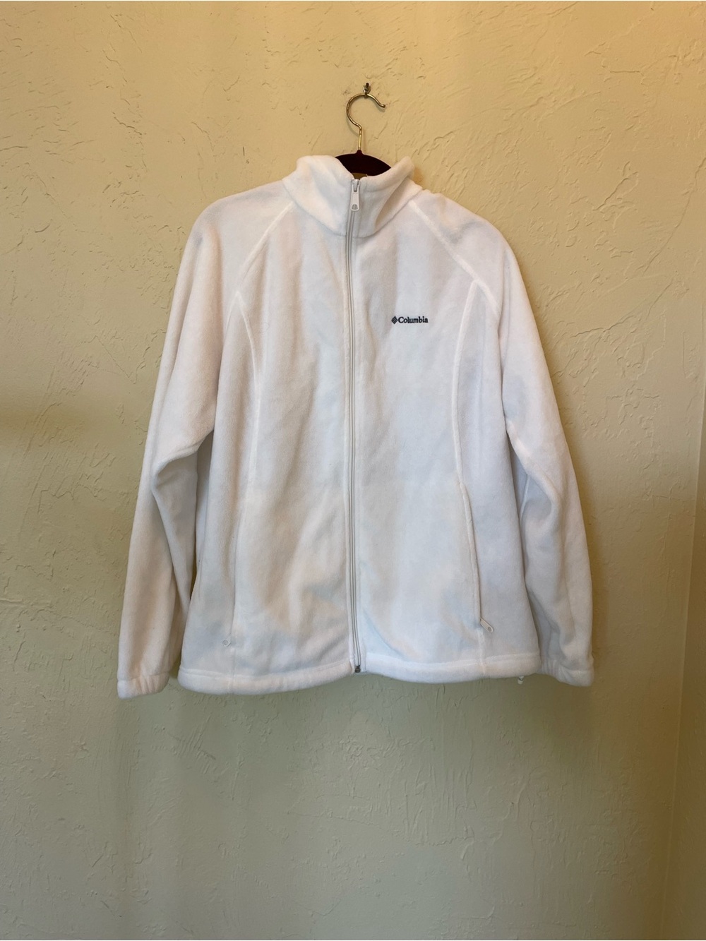 Columbia White Full-Zip Performance Fleece Jacket